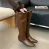 Botas Altas Chuyuji Estilo Coreano con Punta Cuadrada para Mujer 2026 Otoño/Invierno Nuevas Botas de Moda Botas de Caballero Retro Corte Ajustado