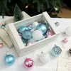 Decoraciones nuevas para bolas de Navidad transfronterizas, caja de regalo, artículos navideños pintados, adornos colgantes de regalo de Navidad, juego de bolas decorativas