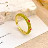 Anillo Venta Caliente Anillo de Trébol con Aceite Goteando Nicho Alta Gama Flor Colorida Anillo para Dedo Índice 2025 Nuevo Venta Caliente Mujer