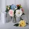 2 cabeças de peônia pintadas a óleo artificiais, flores de seda, para decorações de casamento, decoração de casa, arranjos de flores, flores de plástico e adereços de fotografia