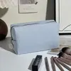 Bolsa de Maquiagem Seersucker Listrada Dopamina, Organizador de Viagem Portátil de Grande Capacidade, Necessaire Resistente à Água