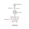 Gabe Europa y Estados Unidos transfronterizo nuevo circonita forma de corazón perforación anillo umbilical moda hermoso mariposa acero inoxidable anillo de ombligo