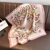 70 Bufandas de Seda con un Toque de Lujo, Moda Coreana Versátil Profesional Bufandas Pequeñas de Seda Imitación, Bufandas de Seda Estampadas Retro para Mujeres