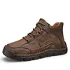 Botas Martin cálidas de invierno para hombre, costura hecha a mano, zapatos de caña alta, estilo británico, botas de cuero para hombre, casual, para exteriores, talla grande, zapatos para hombre
