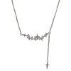 Moda Japonesa Coreana Simple Zircón Estrella Ráfaga Borla Collar Exquisito Lujo Ligero Versátil Sensación de Gama Alta Cadena Súper Brillante para Clavícula Wholesale