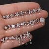 Brincos de haste fina de 0,8 x 6 mm em ouro rosa, venda imperdível, brincos de haste fina de aço inoxidável com microincrustações de zircônia, pregos de osso de orelha