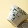 Gaiwan con Glaseado de Ceniza y Sombras de Bambú Pintadas a Mano, Estilo Vintage, Taza de Té Antiescaldante para Uso Doméstico, Juego de Té Kung Fu, Recipiente para Preparar Té, Forma de Herradura