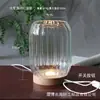 Suporte de Velas de Vidro Estilo Chinês com Cobertura de Vidro à Prova de Vento, Decoração de Casa de Aromaterapia de Luxo Leve, Base de Velas para Decoração de Sala de Chá com Incenso Zen
