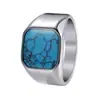 Anillos de Pareja Transfronterizos Europeos y Americanos, Anillos de Boda de Acero Inoxidable, Anillos de Sello al por Mayor, Anillos Grandes de Turquesa, Anillos de Ópalo