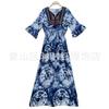 Vestido estilo étnico verão novo viscose bordado afina a cintura Yunnan Xinjiang vestido de turismo atacado