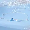 Pulseira Sereia Pedra da Lua Runxin Feminina Nicho Doce Diamante Pulseira Moda Pequena Fresca Azul Cauda de Peixe Pulseira