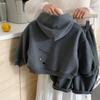 2025 Nuevo Traje de Invierno para Niños Sudadera con Capucha de Dibujos Animados Forrada de Polar Pantalones Deportivos Engrosados Estilo Coreano Hombres y Mujeres..