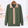 Suéter Elegante de Gola Lapela Outono Novo para Mãe Roupas para Mulheres de Meia-Idade Outono e Inverno Diamante Cor Sólida Solto Tricô Camisa Base