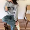 Design de Início de Outono Estilo Coreano Moletom de Manga Longa para Mulheres Novo Solto Estilo Bf Preguiçoso Casual Versátil Veludo Espessado Top