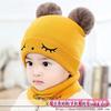 Conjunto de dos piezas de gorro y bufanda de estilo coreano para otoño e invierno, gorro de lana tejido para bebé, gorro para niño