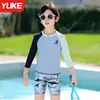 Roupa de Banho Infantil com Proteção Solar 2026 Conjunto de Roupa de Banho Manga Longa Duas Peças para Crianças Maiores e Bebês, Conjunto de Roupa de Banho e Shorts para Fontes Termais Meninos