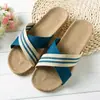 Pantuflas de Lino para el Hogar Parejas Pantuflas de Interior Piso de Madera Algodón y Lino Hogar Suela Gruesa Pantuflas de Verano para Hombres y Mujeres