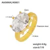 Anillo de piedra de cristal ovalada estilo corte francés, temperamento de lujo, acero de titanio chapado en oro de 18 quilates, joyería de mano para mujer, venta al por mayor