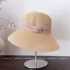 Sombrero de Paja Tejida Elegante Estilo Francés con Lazo Plegado para Salidas, Protección Solar, Sombrero Tipo Cubo con Estilo, Sombrero de Pescador Versátil