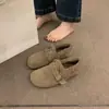 Sapatos Birkenstock de Couro Macio Estilo Mori Girl Japonês Retro para Mulheres, Forrados com Lã, Novo Modelo Outono/Inverno 2024, Aumentadores de Altura, Mocassins Quentes de Algodão