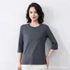 Moda para Mujer Primavera Verano Nuevo 100% Algodón Puro Cuello Redondo Manga Media Manga Corta Camiseta Capa Base Versátil Adelgazante Ropa Interior