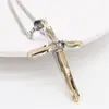 P1244 Colar com pingente de cruz de aço titânio personalidade moda europeia e americana masculino