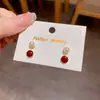 Pendientes de Botón Geométricos de Perlas para Mujer Atmósfera Retro Otoño/Invierno Francés Diseño de Nicho Sensación de Alta Gama Joyería para Orejas de Lujo Ligero