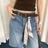 Cinto de Camurça Marrom Estilo Étnico Retrô para Mulheres com Toque de Luxo, Cinto com Fivela de Metal para Combinar com Jeans, Acessório Decorativo