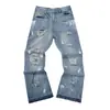 Exterior Individual GALERÍA DEPARTAMENTAL Tinta Salpicada Graffiti Puntada de Cuerno Micro Rasgados Casuales Sueltos Jeans Pantalones Largos Modernos