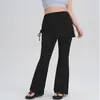 Pantalones de yoga de dos piezas de imitación para mujer talla grande, de cintura alta, pantalones de yoga con sensación de segunda piel y solapa trasera, pantalones deportivos para correr, pantalones de fitness acampanados