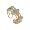 Anillo de hoja exagerado estilo europeo y americano, moda nicho de alta gama, anillo abierto ajustable de diamantes completos para mujer, versátil