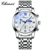 Chenxi Reloj Deportivo Multifuncional para Hombre con Escamas Incrustadas de Diamantes Nuevo Reloj para Hombre Acero Inoxidable Calendario Resistente al Agua Negocios Luminoso