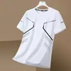 Camiseta Masculina de Manga Curta de Seda Gelada, Camiseta Casual Versátil Masculina de Verão Solta Plus Size, Roupas Tendência Estilo Coreano para Homens