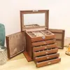 Caja de Joyería Nueva de Madera Transfronteriza Elegante China Multicapa Caja de Almacenamiento de Maquillaje Madera Maciza Tipo Cajón Personalizable