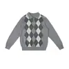 Suéter Polo de Punto Suave de Lana Yutang "Raff Classic Plaid" Estilo Old Money para Hombre y Mujer, Suéter de Cuello Revuelto Otoño e Invierno