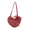 Bolsa de Mão Romântica Estilo Francês para Mulheres, Nova Coleção Outono/Inverno 2025, Bolsa de Ombro Xadrez com Laço, Bolsa de Braço Tendência