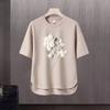 Camiseta de manga curta masculina Moda Marca Verão Manga Solta de Cinco Pontos 2024 Nova Internet Trendy Ins Simples Top Impresso
