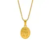 Rueda de la fortuna ovalada María colgante doble cara repujado cadena collar doble cara para mujer acero inoxidable chapado en oro de 18 quilates cadena de clavícula