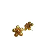 Pendientes Grandes de Flor Metálica Cepillada Retro Set de Pendientes de Aguja de Plata 925 Estilo Ins Tendencia Elegante Joyería Versátil
