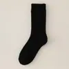 Calcetines de lana de punto grueso para mujer, otoño e invierno, forrados de felpa, engrosados, cálidos, calcetines holgados, zapatos japoneses Birkenstock, calcetines largos de color liso