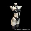 Noite às Profundezas de Lingerie Sexy Jaqueta de Couro Aberta Tamanho Plus Uniforme de Rainha Sedutora Tentação Coelhinha Traje de Paixão