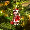 Enfeite de Natal Acrílico Plano 2D Desenho Animado Pequena Árvore de Natal Decoração Pendente Decoração de Festival Pingente de Presente