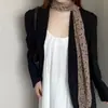 Lenço Longo de Seda Floral Vintage Estilo Coreano para Mulheres, Lenço Fino Artístico de Nicho de Alta Qualidade para Acessório de Pescoço para Primavera