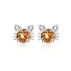 Pendientes de botón de plata S925 imitación de gato con diamantes, pequeños, exquisitos y lindos, con piedras de moissanita de imitación, superventas en transmisiones en vivo de Xiaohongshu