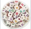 Cuentas de Letras Inglesas Acrílicas Transparentes Coloridas Cuadradas DIY Cuentas Sueltas Accesorios Colgantes Material para Abalorios Hecho a Mano