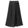 Comercio Exterior de Amazon Primavera/Verano 2025 Nuevos Pantalones Largos Casuales de Chifón Plisados de Pierna Ancha para Mujer, Pantalones Falda de Color Sólido