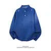 Camiseta de manga larga con cuello henley, texturizada, bordada, moderna y elegante para hombre y mujer, estilo americano, chaqueta holgada de talla grande
