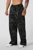 Calça Esportiva Fitness Masculina Youngla Estilo Hip-Hop Retrô High Street Calça Longa Casual Estampada Calça de Corrida de Secagem Rápida