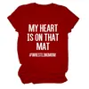 Mi Corazón Está en Ese Sitio Independiente de Deseos Estilo Europeo y Americano Camiseta Casual Simple de Manga Corta con Cuello Redondo para Mujer para Exportación
