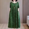 Vestido de verano de algodón y seda para mujeres de mediana edad y mayores, ropa holgada de talla grande para el hogar, camisón para madres jóvenes, ropa exterior